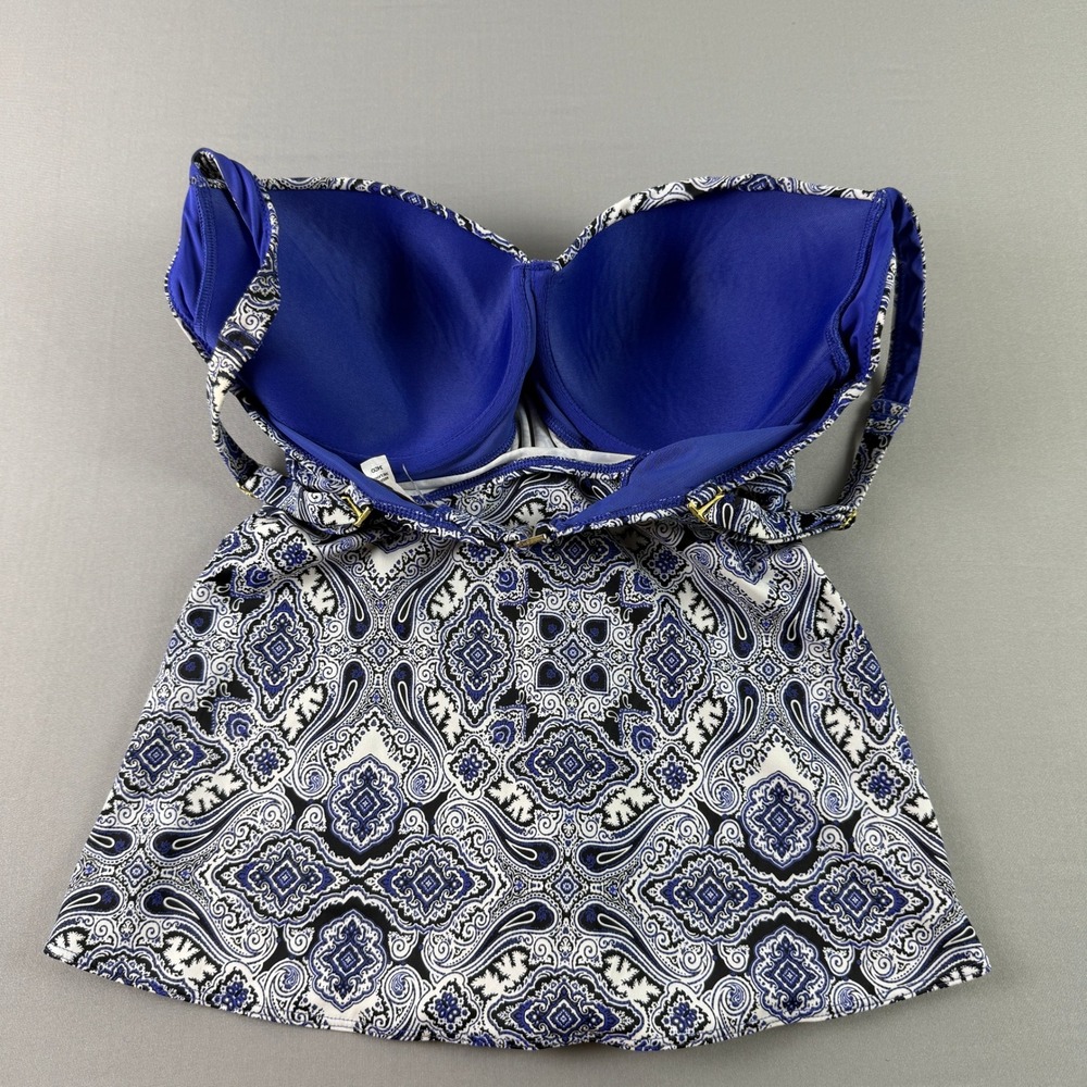 Soma Intimates Blue Paisley Underwire Tankini Swim Top Womens 34DD Medallion - Picture 8 of 16